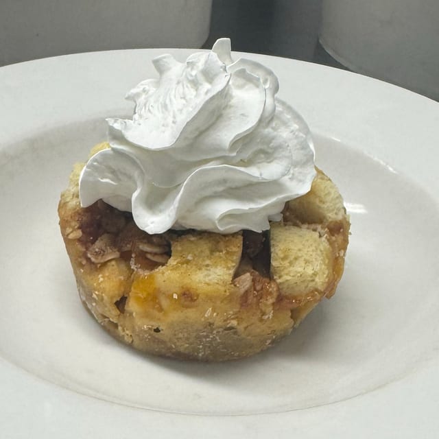Peach Crunch Bread Pudding.