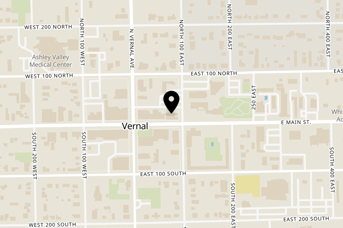 Map showing the location of 7-11 Ranch Restaurant on 77 E Main St #2601 in Vernal